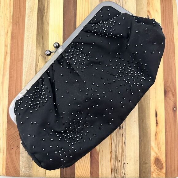 Express Black Beaded Evening Bag Clutch - Picture 3 of 5